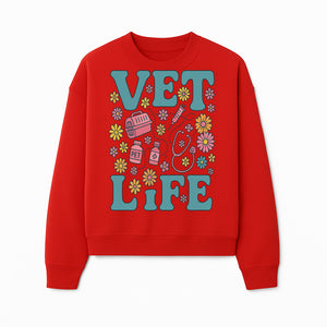 Vet Life Graphic Tee | Colorful Vet Inspired T-Shirt with Pet Icons and Flowers | Perfect Gift for Animal Lovers and Vets - Sweatshirt 1758347427948.jpg