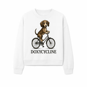 Doxycycline Dog Bicycle Art Print | Cute Dog Riding Bike Wall Decor | Pet Lover Gift | Whimsical Animal Illustration - Sweatshirt 1758347427950.jpg