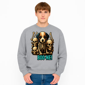 Funny Halloween Dog Skeleton Art T-Shirt | Boo-ne! Graphic Tee with Skull Design | Spooky Pet Lover Apparel - Sweatshirt 1758347428015.jpg