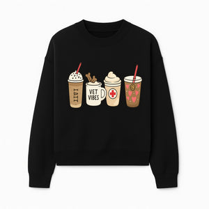 Cute Coffee and Pet-Themed Stickers Set - Vet Vibes Drink Art for Animal Lovers, Fun Home Decor and Gifts - Sweatshirt 1758347428066.jpg