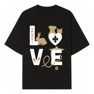 Veterinary Love Decor: Heartwarming Wall Art for Pet Owners - Cute Rabbit, Dog, Cat, and Medical Symbols - T-shirt 1758347428208.jpg