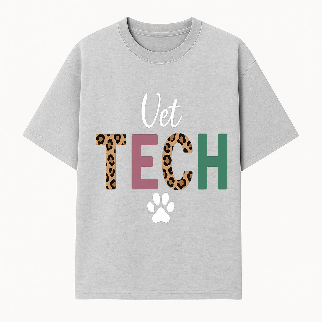 Vet Tech Neon Sign with Leopard Print Letters, Veterinary Decor, Animal Clinic Wall Art, Modern Pet Care Decoration - T-shirt 1758347428258.jpg