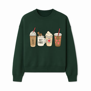 Cute Coffee and Pet-Themed Stickers Set - Vet Vibes Drink Art for Animal Lovers, Fun Home Decor and Gifts - Sweatshirt 1758347428334.jpg