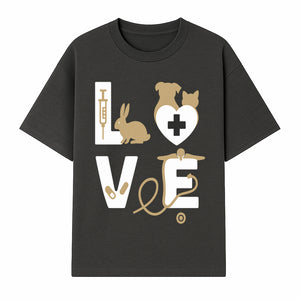 Veterinary Love Decor: Heartwarming Wall Art for Pet Owners - Cute Rabbit, Dog, Cat, and Medical Symbols - T-shirt 1758347428355.jpg