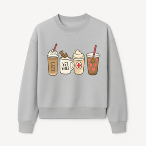 Cute Coffee and Pet-Themed Stickers Set - Vet Vibes Drink Art for Animal Lovers, Fun Home Decor and Gifts - Sweatshirt 1758347428489.jpg