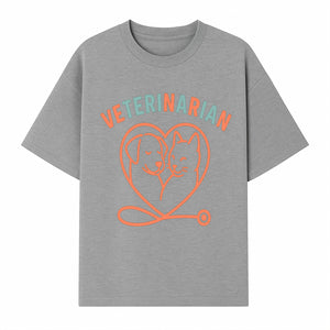 Veterinarian Love Art Print - Dog and Cat Heart Illustration for Pet Lovers - Animal Care Decor - T-shirt 1758347428506.jpg