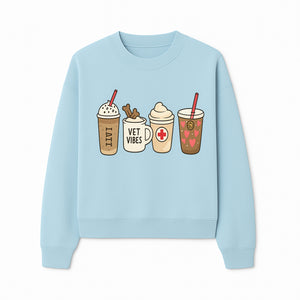 Cute Coffee and Pet-Themed Stickers Set - Vet Vibes Drink Art for Animal Lovers, Fun Home Decor and Gifts - Sweatshirt 1758347428616.jpg