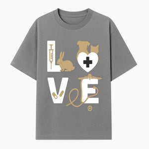 Veterinary Love Decor: Heartwarming Wall Art for Pet Owners - Cute Rabbit, Dog, Cat, and Medical Symbols - T-shirt 1758347428637.jpg