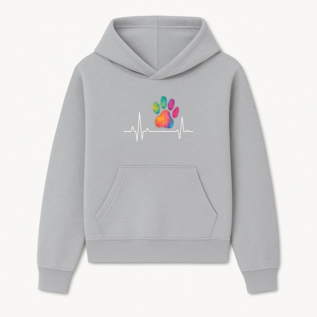 Rainbow Paw Print with Heartbeat Graphic - Pet Lover's Decor, Cute Animal Art, Colorful Veterinary Gifts, Home Wall Art - Hoodie 1758347428704.jpg