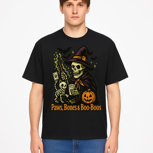 Skeleton Witch Halloween Decor - Paws, Bones & Boo-Boos - Spooky Pet-Themed Art Print for Halloween Celebrations - T-shirt 1758347428752.jpg