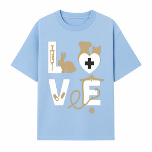 Veterinary Love Decor: Heartwarming Wall Art for Pet Owners - Cute Rabbit, Dog, Cat, and Medical Symbols - T-shirt 1758347428757.jpg
