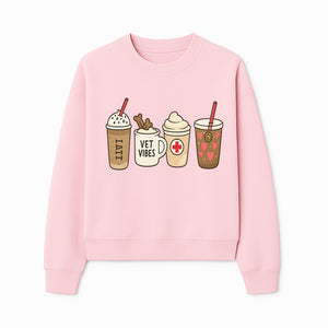 Cute Coffee and Pet-Themed Stickers Set - Vet Vibes Drink Art for Animal Lovers, Fun Home Decor and Gifts - Sweatshirt 1758347428779.jpg