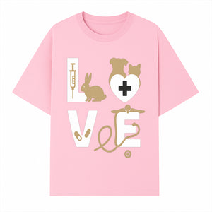 Veterinary Love Decor: Heartwarming Wall Art for Pet Owners - Cute Rabbit, Dog, Cat, and Medical Symbols - T-shirt 1758347428863.jpg