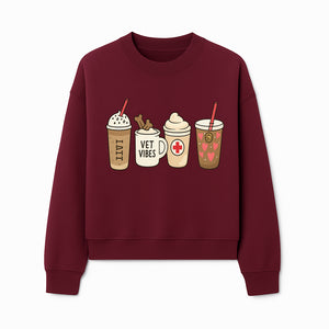 Cute Coffee and Pet-Themed Stickers Set - Vet Vibes Drink Art for Animal Lovers, Fun Home Decor and Gifts - Sweatshirt 1758347428905.jpg