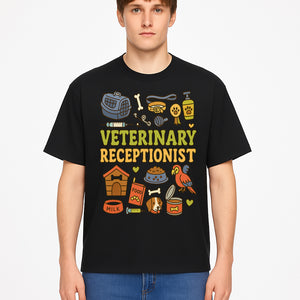 Veterinary Receptionist Art Print - Cute Animal Illustrations, Pet Care Theme, Perfect Gift for Animal Lovers and Vet Professionals - T-shirt 1758347428970.jpg