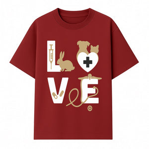 Veterinary Love Decor: Heartwarming Wall Art for Pet Owners - Cute Rabbit, Dog, Cat, and Medical Symbols - T-shirt 1758347428989.jpg