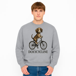 Doxycycline Dog Bicycle Art Print | Cute Dog Riding Bike Wall Decor | Pet Lover Gift | Whimsical Animal Illustration - Sweatshirt 1758347429087.jpg