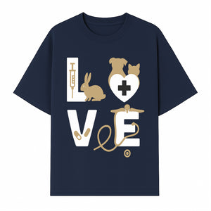 Veterinary Love Decor: Heartwarming Wall Art for Pet Owners - Cute Rabbit, Dog, Cat, and Medical Symbols - T-shirt 1758347429104.jpg