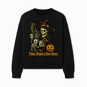 Skeleton Witch Halloween Decor - Paws, Bones & Boo-Boos - Spooky Pet-Themed Art Print for Halloween Celebrations - Sweatshirt 1758347429151.jpg
