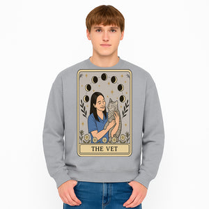 Veterinarian Art Print - Cat Lover Decor - Floral Moon Phases - Cute Vet and Cat Illustration - Animal Care Gifts - Sweatshirt 1758347429191.jpg