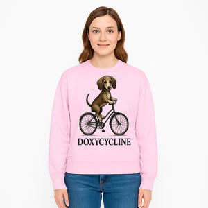 Doxycycline Dog Bicycle Art Print | Cute Dog Riding Bike Wall Decor | Pet Lover Gift | Whimsical Animal Illustration - Sweatshirt 1758347429226.jpg