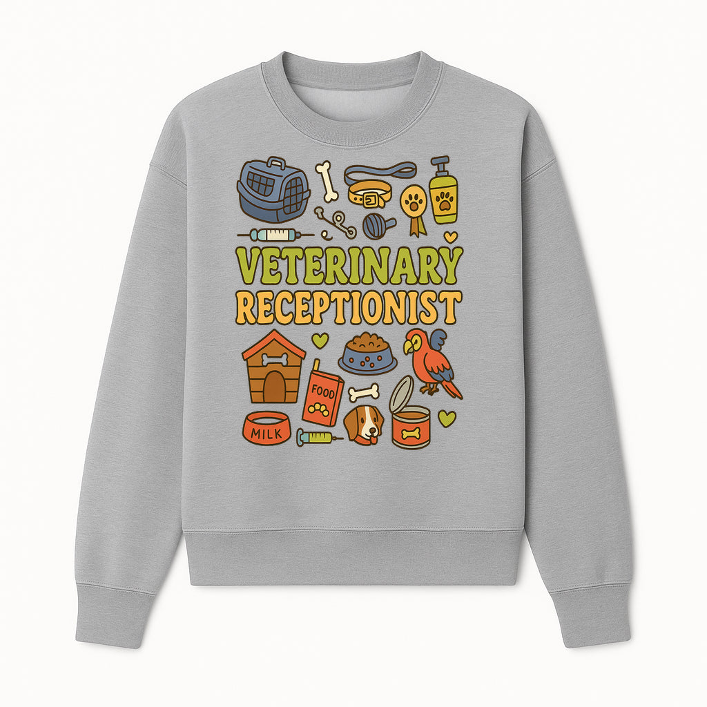 Veterinary Receptionist Art Print - Cute Animal Illustrations, Pet Care Theme, Perfect Gift for Animal Lovers and Vet Professionals - Sweatshirt 1758347429242.jpg