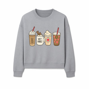 Cute Coffee and Pet-Themed Stickers Set - Vet Vibes Drink Art for Animal Lovers, Fun Home Decor and Gifts - Sweatshirt 1758347429289.jpg