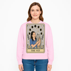 Veterinarian Art Print - Cat Lover Decor - Floral Moon Phases - Cute Vet and Cat Illustration - Animal Care Gifts - Sweatshirt 1758347429359.jpg