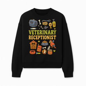 Veterinary Receptionist Art Print - Cute Animal Illustrations, Pet Care Theme, Perfect Gift for Animal Lovers and Vet Professionals - Sweatshirt 1758347429376.jpg