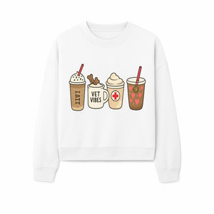 Cute Coffee and Pet-Themed Stickers Set - Vet Vibes Drink Art for Animal Lovers, Fun Home Decor and Gifts - Sweatshirt 1758347429405.jpg