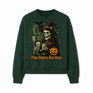 Skeleton Witch Halloween Decor - Paws, Bones & Boo-Boos - Spooky Pet-Themed Art Print for Halloween Celebrations - Sweatshirt 1758347429421.jpg