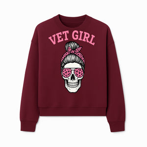Vet Girl Skull Graphic Tee - Trendy Pink Leopard Sunglasses & Bandana Design for Animal Lovers - Sweatshirt 1758347429452.jpg