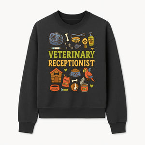Veterinary Receptionist Art Print - Cute Animal Illustrations, Pet Care Theme, Perfect Gift for Animal Lovers and Vet Professionals - Sweatshirt 1758347429507.jpg
