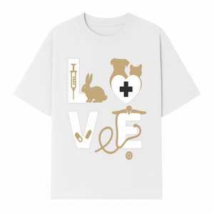 Veterinary Love Decor: Heartwarming Wall Art for Pet Owners - Cute Rabbit, Dog, Cat, and Medical Symbols - T-shirt 1758347429512.jpg