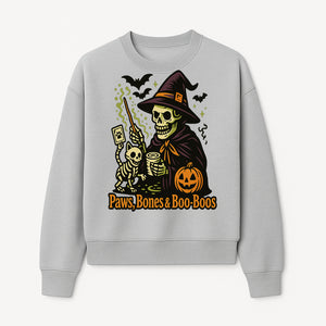 Skeleton Witch Halloween Decor - Paws, Bones & Boo-Boos - Spooky Pet-Themed Art Print for Halloween Celebrations - Sweatshirt 1758347429565.jpg
