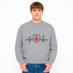 Pet Heartbeat Graphic T-Shirt | Love for Pets | Animal Heartbeat Design | Dog Cat Lover Gift | Cute Pet Apparel | Heart and Paw Print - Sweatshirt 1758347429621.jpg