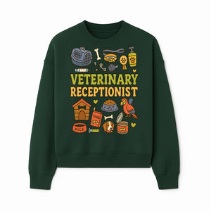 Veterinary Receptionist Art Print - Cute Animal Illustrations, Pet Care Theme, Perfect Gift for Animal Lovers and Vet Professionals - Sweatshirt 1758347429666.jpg