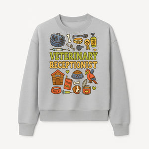 Veterinary Receptionist Art Print - Cute Animal Illustrations, Pet Care Theme, Perfect Gift for Animal Lovers and Vet Professionals - Sweatshirt 1758347429788.jpg