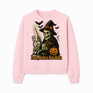 Skeleton Witch Halloween Decor - Paws, Bones & Boo-Boos - Spooky Pet-Themed Art Print for Halloween Celebrations - Sweatshirt 1758347429850.jpg