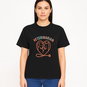 Veterinarian Love Art Print - Dog and Cat Heart Illustration for Pet Lovers - Animal Care Decor - T-shirt 1758347429879.jpg