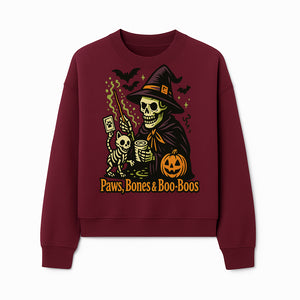 Skeleton Witch Halloween Decor - Paws, Bones & Boo-Boos - Spooky Pet-Themed Art Print for Halloween Celebrations - Sweatshirt 1758347429978.jpg
