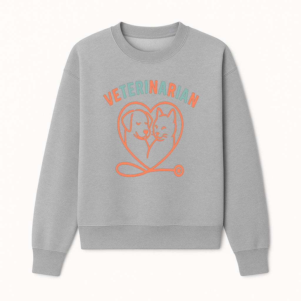 Veterinarian Love Art Print - Dog and Cat Heart Illustration for Pet Lovers - Animal Care Decor - Sweatshirt 1758347429998.jpg