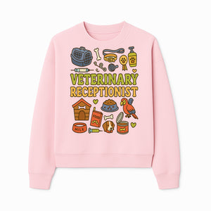 Veterinary Receptionist Art Print - Cute Animal Illustrations, Pet Care Theme, Perfect Gift for Animal Lovers and Vet Professionals - Sweatshirt 1758347430077.jpg