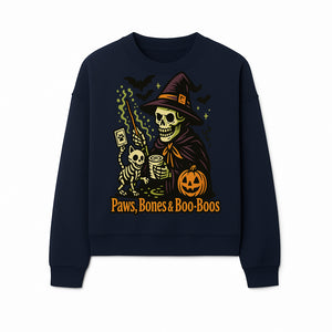 Skeleton Witch Halloween Decor - Paws, Bones & Boo-Boos - Spooky Pet-Themed Art Print for Halloween Celebrations - Sweatshirt 1758347430106.jpg