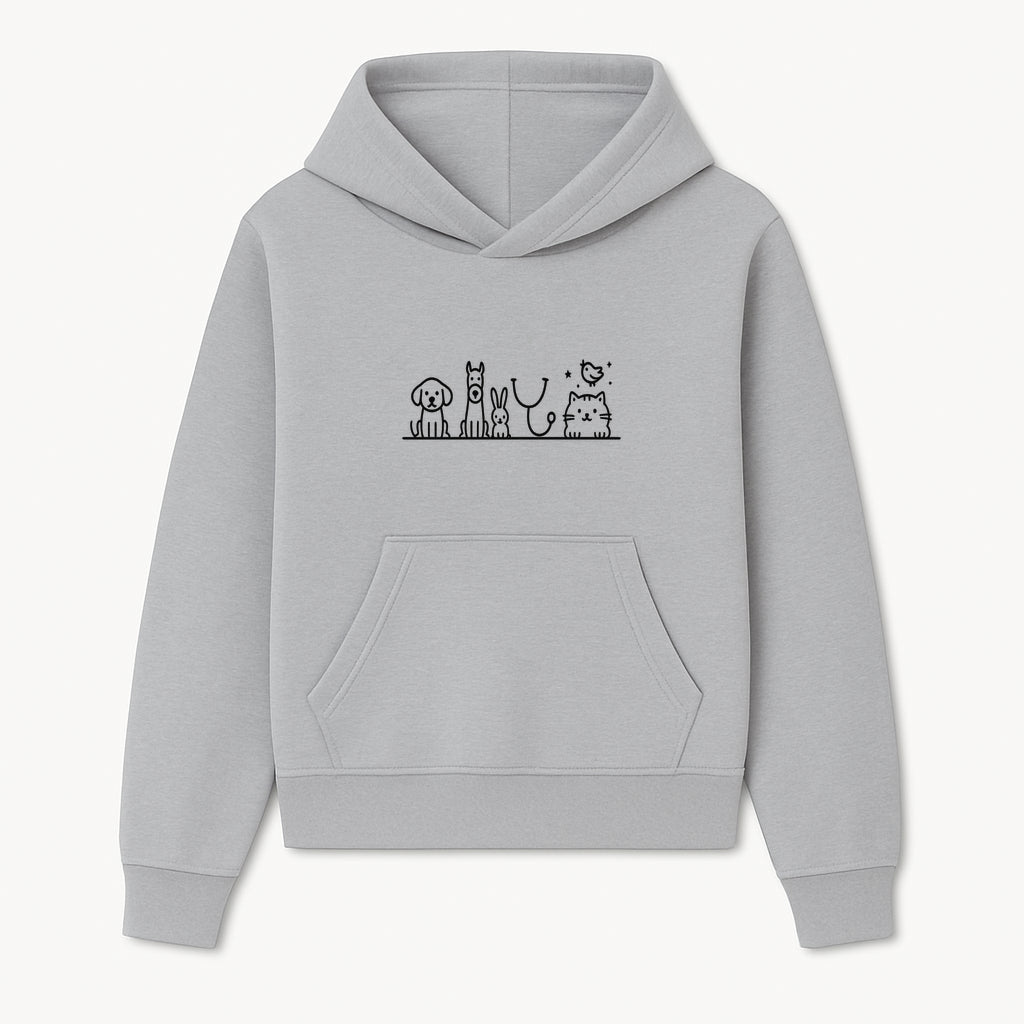 Cute Animal Clinic Logo with Dog, Cat, Rabbit, Stethoscope - Pet Care Illustration for Veterinarians and Animal Lovers - Hoodie 1758347430171.jpg