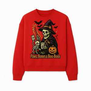 Skeleton Witch Halloween Decor - Paws, Bones & Boo-Boos - Spooky Pet-Themed Art Print for Halloween Celebrations - Sweatshirt 1758347430229.jpg