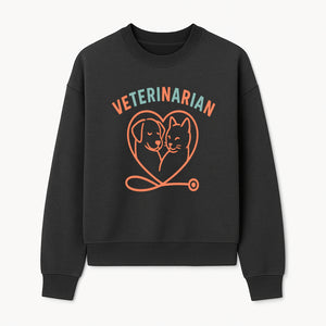 Veterinarian Love Art Print - Dog and Cat Heart Illustration for Pet Lovers - Animal Care Decor - Sweatshirt 1758347430265.jpg