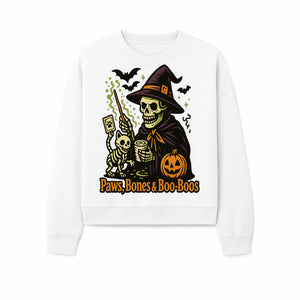 Skeleton Witch Halloween Decor - Paws, Bones & Boo-Boos - Spooky Pet-Themed Art Print for Halloween Celebrations - Sweatshirt 1758347430502.jpg