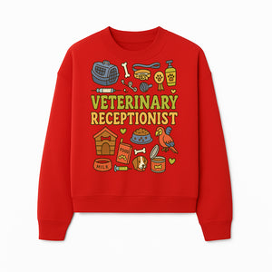 Veterinary Receptionist Art Print - Cute Animal Illustrations, Pet Care Theme, Perfect Gift for Animal Lovers and Vet Professionals - Sweatshirt 1758347430506.jpg