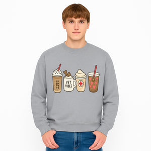 Cute Coffee and Pet-Themed Stickers Set - Vet Vibes Drink Art for Animal Lovers, Fun Home Decor and Gifts - Sweatshirt 1758347430544.jpg